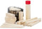 Relaxdays Wikinger Wurfspiel aus Kiefernholz, Natur Kubb Wikingerspiel, roter König, groß, Gartenspielzeug mit Tasche