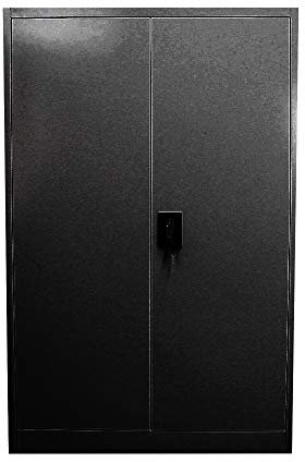 Panana Office Cupboard 2 Doors Metal Lockable Storage File Cabinet Adjustable Shelves Bookcase Storage Unit Black