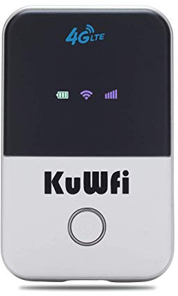 KuWFi 4G LTE Mobile WiFi Hotspot Unlocked Travel Partner Wireless 4G Router with SIM Card Slot Support LTE FDD B2/B4/B5/B12/B17 Network Band for AT&T/T-Mobile