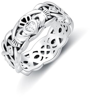 Claddagh ring för kvinnor sterling silver irländsk ring för kvinnor Claddagh band, Metall, CZ