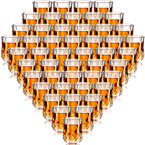 Meanplan 1.7oz Mini Shot Glasses Set Tasting Glasses Heavy Base Clear Shot cup Cute Cordial Mini Wine cups for Serving Whiskey, Wine, Juice(48 Pcs)