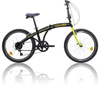 BICI BICICLETTA CASCELLA POCKET PIEGHEVOLE 24' 6V NERO GIALLO (Nero - Giallo)