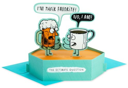 Hallmark Funny Pop Up Birthday Card (3D Beer vs. Coffee Diorama)