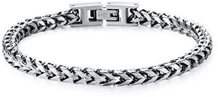 LUCKY2+7 Mens Bracelet - Stainless Steel Fold Over Clasp Franco Chain Bracelets for Men Jewelry Gifts for Dad Grandpa Husband