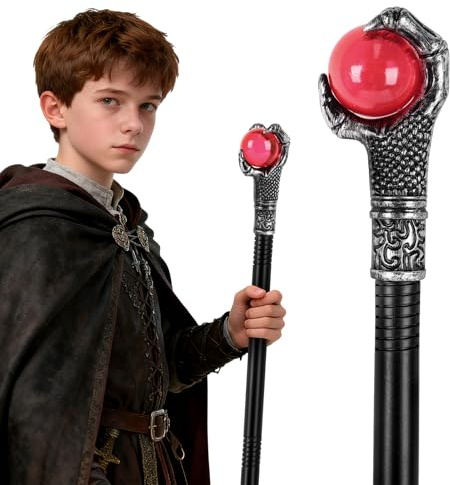 Canne de marche Halloween Gothique Vampire Sceptre, Sceptre de pharaon Diable Baguette de sorcière Baguette Maleficent Baguette de magicien Canne de marche pour enfants Accessoires costume de vampire