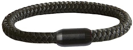 Bracciale Paracord | Chiusura magnetica in acciaio inox nero | intrecciato in filo di marinaio | corda nautica | Maritim & impermeabile | 8 mm di diametro | fatto a mano | uomo e donna |, 19 cm - 24