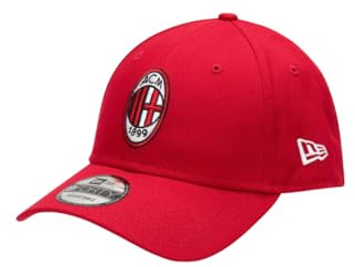 A.C. Milan - New Era Cappello, Cappellino da Baseball, Uomo, Unisex, Prodotto Ufficiale, 9FORTY (Rosso), Adulto