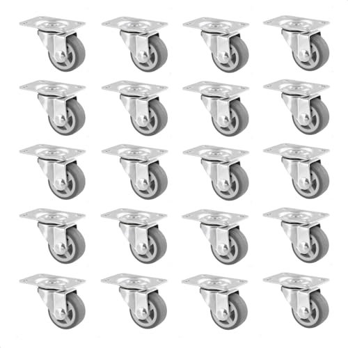 WAGNER Möbelrolle/Soft-Lenkrolle 20tlg. - Durchmesser Ø 30 mm, Bauhöhe 40 mm, Stahl verzinkt, grau, Anschraubplatte 34 x 48 mm, Tragkraft 15 kg - 02217920