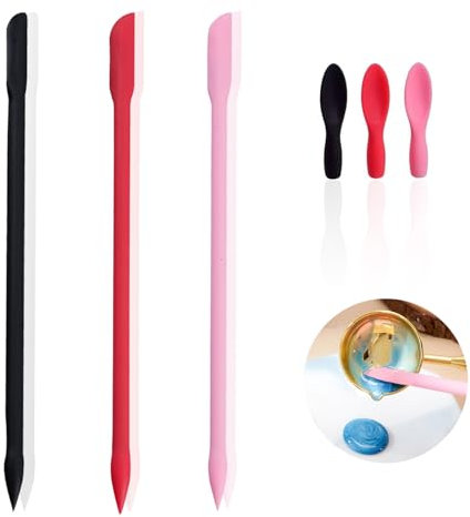 Spatel Kosmetik, Wiederverwendbare Make up Spatel Silikon Klein Spatel Kosmetikspatel mit kosmetische Löffel für Küche Beauty Lotion Harz Handgemachte Palette