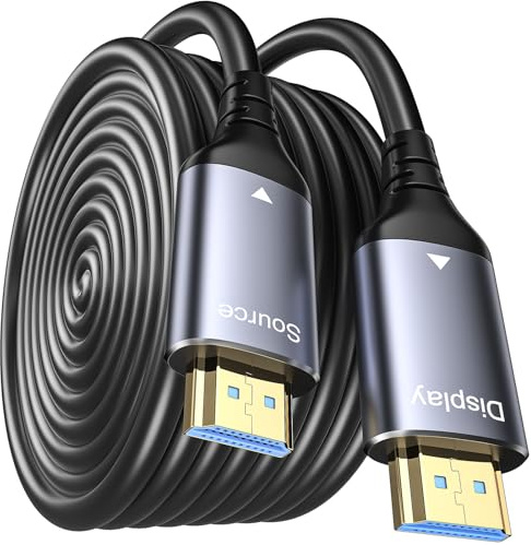 WTPGTI 8K HDMI-fiberkabel 15 m, HDMI 2.1 kabel 48 Gbps Ultra High Speedd, In Wall CL3-hastighet, AOC 8K@60Hz, 4K@120Hz/144Hz Dynamic HDR eARC Dolby HDCP2.2 kompatibel med PS5, Xbox SeriesX, PC, TV
