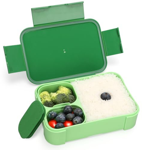 Oamwrae 900 ml Bento Lunch Box pour Enfants et Adultes, Boite Repas Compartiment, Boite a Lunch Étanche pour L'école, Le Bureau, Le Camping, Passe au Micro-Ondes et au Lave-Vaisselle