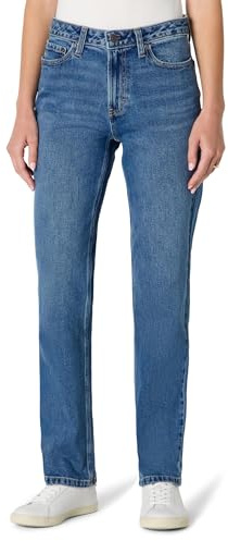 Amazon Essentials Jean à Jambes Droites et Taille Haute Femme, Bleu Moyen Vintage, 48 Grande Longueur