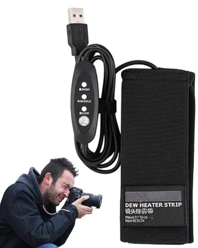 USB DEW Heater Heating Strip - Lens Heater Dew Remover, 3 Levels of Temperature Control | Portable Lens Warmer for Digital Cameras, Telescopes, Viewfinders Prevents Condensation for Clear Vision