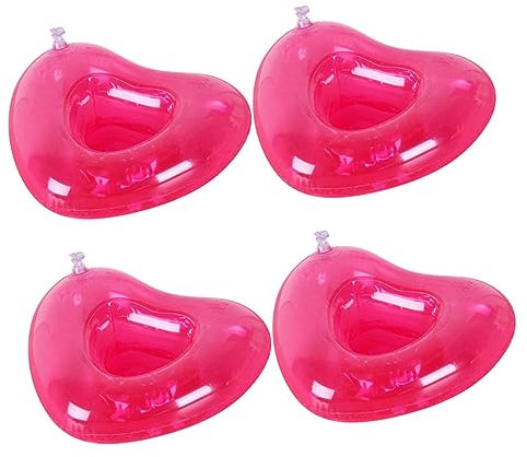 TOYANDONA 4piezas Porta Cerveza Inflable PVC Diseño Corazón Resistente y para Agua y Natación