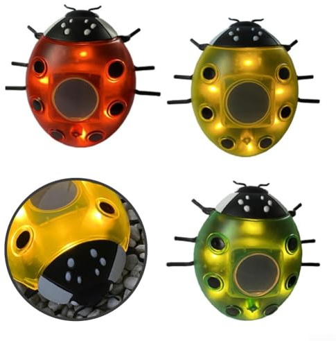 Vilgftyiet Outdoor Solar Ladybug Lights Set of 3 Waterproof IP44 Decorative Garden Stake Lamps for Yard Pathway Flowerbed and Courtyard Lighting with Automatic On Off Energy Saving Design