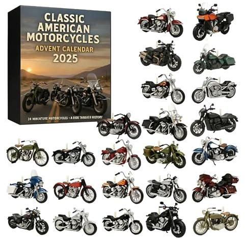 Motorcycle Advent Calendar, 24 Days Christmas Countdown Calendar with 24 Unique Mini Motorbike Motocross, Motorbike Countdown Surprise Gifts for Model Collectors, Motorbike Lovers (Motorbike)
