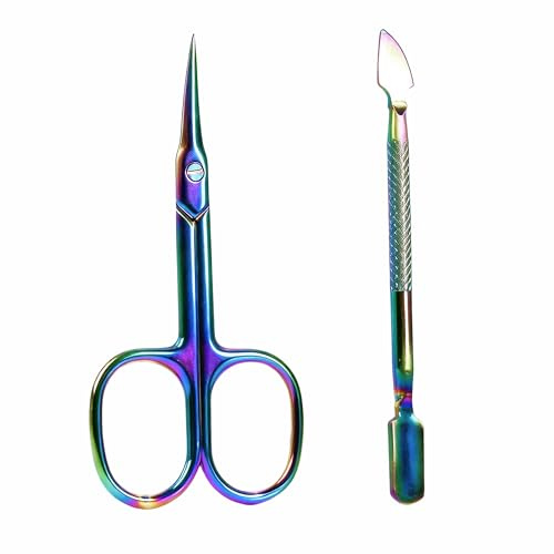 Ciseaux à Cuticules Professionnels en Acier Inoxydable, Ciseaux à Cuticules Coupe et Acier Inoxydable Manucure avec Pointe Fine et Incurvée, pour Ongles Sourcils Cils Poils du Nez Oreilles, Manucure