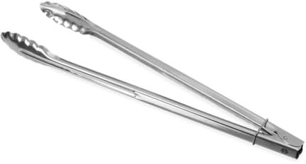 HENDI Pinzas para ensaladas, con clip de fijación, utensilio de cocina para servir verduras, vegetales, alimentos, tenazas resistentes multiusos, 400mm, de acero inoxidable