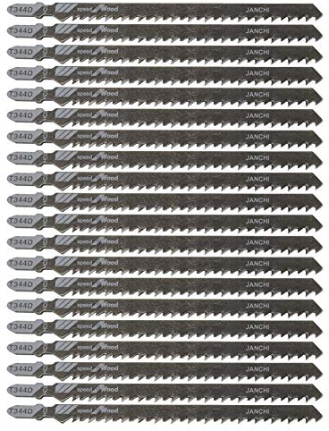 20Pack T344D Long Jigsaw Blades Set, HCS 6-Inch 6TPI T-Shank Contractor Straight-Cut Jig Saw Blade Designed for Quick Cutting Thick Construction Timber, Softwood, Chipboards, Wood Core Plywood