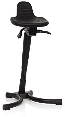 hjh OFFICE 830026 Stehhilfe TOP Work 34 Hartschaum Arbeitshocker ergonomisch mit Rückenstütze, Höhe & Neigung verstellbar