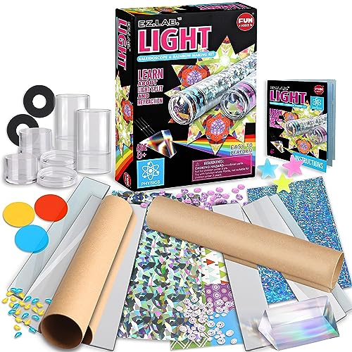 Twins Kaleidoscope Kit for Kids, FunKidz DIY Kaleidoscope Making Craft Kit with Prism Gift Optical Illusion Science Experiment Educational STEM Toy