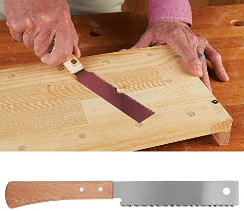 Piccola a mano, 30,5 cm, con denti bifacciali, manico in legno, piatta, accurata lavorazione del legno per uso domestico, strumento di taglio per il taglio del giardino