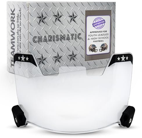 CHARISMATIC Clear Football Visor - Football Visors for Helmet - Football Helmet Visor Fits Adult & Youth Football Helmets - Anti-Fog, Scratch Resistant Clear Visor Football Face Shield