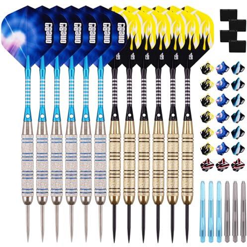 ONE80 Dartpfeile,12 Stück Steel Darts Pfeile Set,20 Gramm Profi Steeldarts mit Metallspitze