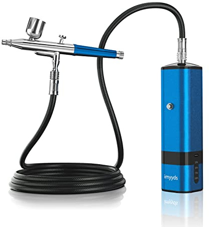 imyyds Kit de aerógrafo con compresor, pistola de aerógrafo inalámbrica de alta presión de 32 PSI, juego de compresor de aerógrafo portátil de doble acción, mini cepillos de aire recargables de mano