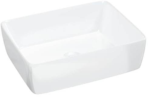 vidaXL Lavabo Rectangular, Lavamanos para Encimera, Fregadero Rectangular, Lavabo para Baño Aseo Tocador, Cerámica Blanco 48x37x13 cm