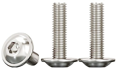 Drenky Vis à Tête Bombée avec Bride et Six Pans Creux,M6x25mm Vis à Métaux Acier Inoxydable A2 V2A Boulon à Tête Hexagonale pour Les Connexions Mécaniques,20 Pièces