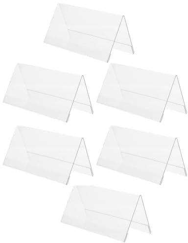 Cabilock 6pcs Double Sided Acrylic Conference Table Cards Name Stands for Desk Number Holder Blank Signs for Office Seating