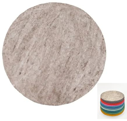 Nepalaya - Flache Sitzkissen aus 100% Wolle gefilzt, rund, Ø40cm, Bunte Stuhlkissen aus Filz - handgemacht - fair Trade aus Nepal (Natur)