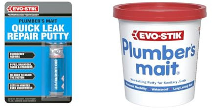 EVO-STIK Plumber's Mait Quick Leak Repair Putty, Instant Repairs for Pipes, Radiators, Tanks & Cylinders, Waterproof, 50g & Plumber's Mait, Non-Setting Putty for Sanitary Joints, Waterproof, 750g