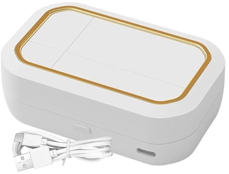 Limpiador de lentes de contacto ultrasónico: máquina de limpieza de lentes, solución de limpieza de uso diario | Dispositivo de cuidado de lentes de contacto portátil con cargador para lentes y