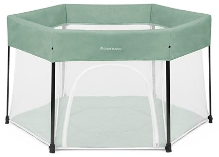 Ickle Bubba Fiesta Pop-Up Playpen for Baby & Toddler (Sage Green) | Travel Play Pen for Indoor & Outdoor, 30-Second Setup, Breathable Mesh Sides, Foldable with Padded Play Mat & Carry Bag