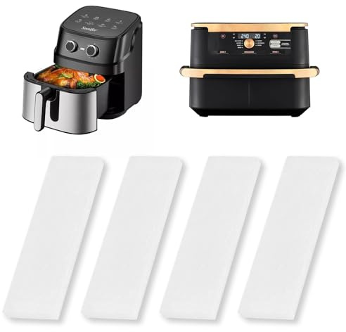 4 Pack Air Fryer Filter Replacement for Instant Vortex Plus, 10.4L Large Air Fryer Accessories, Reusable Grease & Odor Absorbing Filters with Grease-Guided Texture, White