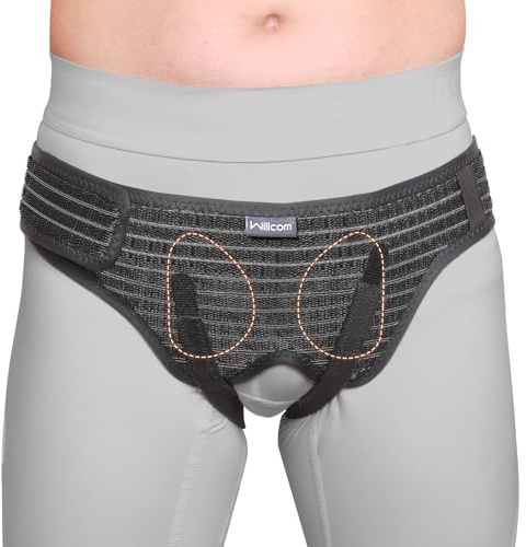 Willcom Ceinture Herniaire Inguinale pour Homme et Femme – Soutien Doux Réglable avec 2 Coussinets Amovibles – Hernie Inguinale/Groin/Hiatus – Post-Op, Sport, Travail – Anti-Glisse (L, 102-114CM)