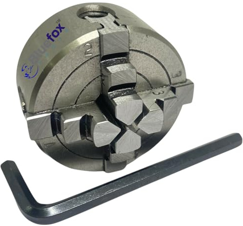 Bluefox Tools Lathe Chuck 50mm Independent 4 Jaw Chuck for Unimat Lathe, M12x1.0 Thread Mount, Self Centering Precision Metalworking Chuck for Milling, Turning & DIY Machining