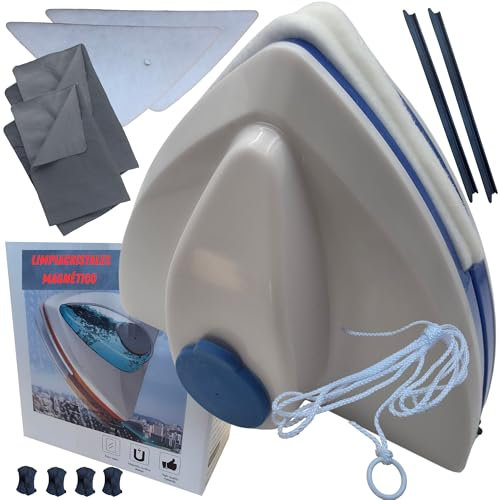 X x D Xyra-Dul Limpiacristales Magnético para Ventanas Simples de 3 a 8 mm de Espesor - 2 Paños de Microfibra Reutilizable 30 x 40 cm - Limpiador Cristales magnético con Recambios Incluidos