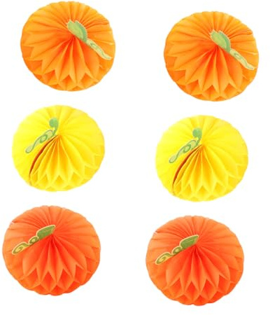 ULDIGI 6 Piezas Bolas Panal Colgantes Decorativas de Papel Calabaza para Fiesta de Halloween Colores Adornos Livianos y Reutilizables para Decoración de Interiores y Exteriores