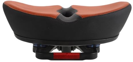 Homoyoyo Selle de Vélo sans Nez Large et Confortable, Coussin de Selle Rembourré en Mousse PU, Siège Antidérapant pour VTT, Vélo de Route et Électrique, Housse Noire Marron Polyvalente