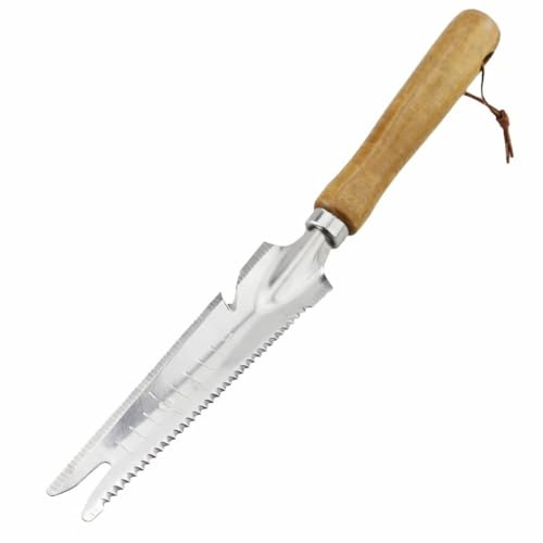 Luxorium Estirpatore Manuale 1 Pezzo con Manico in Legno e Testa in Acciaio Inox con Misurazione per Giardino, Orto e Aiuole