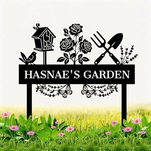 Cartel de jardín de metal personalizado, Estacas De Flores Con Texto Personalizado, Letrero exterior con estaca, para jardinero, señal metálica resistente para patio
