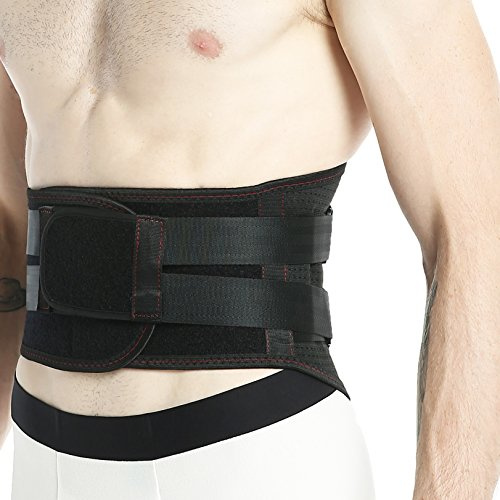 NeoTech Care Back Belt Support for Men or Women - Breathable & Adjustable Lower Back Brace - Double Pull Compression Straps (Black, Size XL)
