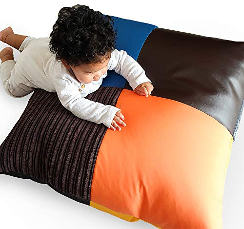 rucomfy Beanbags Kids Floor Cushion - Autism & ADHD Friendly Calming Kids Furniture - Soft Mixed Textures for Tactile Stimulation - Mix of Random Colours & Fabrics for Boys & Girls