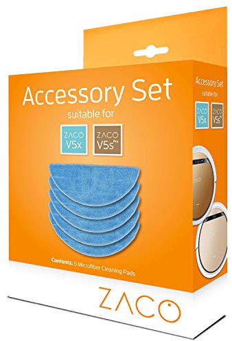 ZACO Wischtücher Set V5sPro | V5x 501838, Original Saugroboter, 5 STK. Microfaser, Ersatzteile zum Wischen, Wischroboter Ersatz Tuch waschbar bei 40