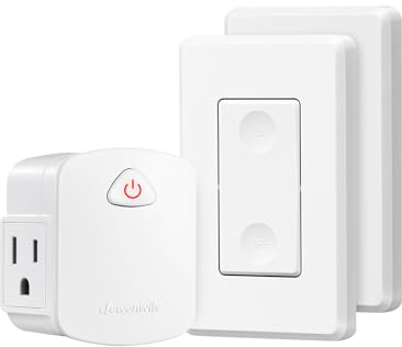 DEWENWILS Wireless Remote Wall Switch and Outlet, Remote Control Outlet Light Switch for Lamps, Fans, Expandable, 15A/1875W, 100ft RF Range, ETL Listed (1 Outlet and 2 Remotes)
