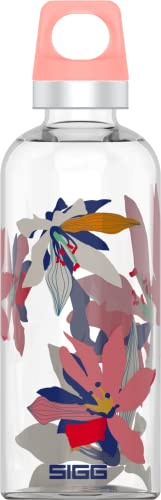 SIGG Star Flowers Trinkflasche (0.5 L), schadstofffreie und auslaufsichere Trinkflasche, hitzebeständige Trinkflasche aus Glas in der kultigen Form
