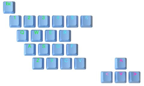 Ranked Gummi-Tastenkappen-Set | Doppelschuss Durchscheinend | OEM-Profil für Mechanische Gaming-Tastatur (Blue Malibu , 23 Tasten )